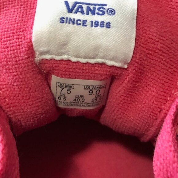 Pink Vans  low top sneakers Women's 9/ Men's 7.5 - Picture 3 of 3